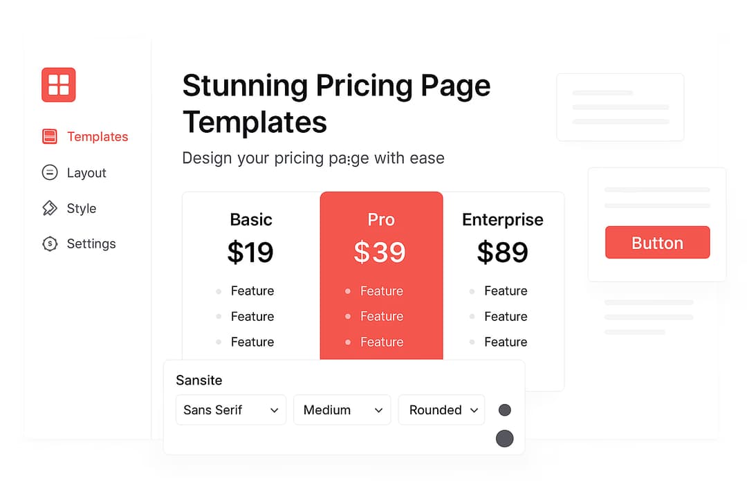 Pricing tiers showing different prices and products.
